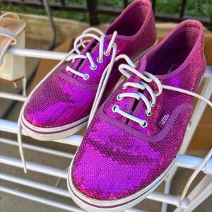 Vans sequin pink shoes